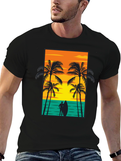 Beach Sunset Graphic Tee - Mens Black T-Shirt