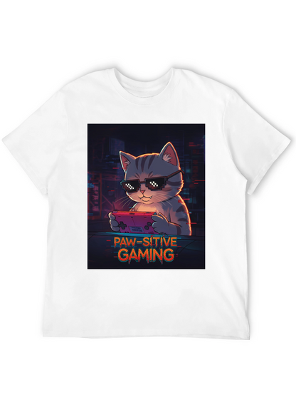 Paw-sitive Gaming T-Shirt - Cool Cat Gamer Tee