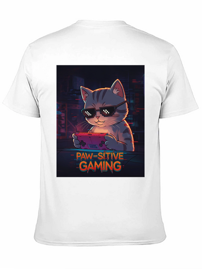 Paw-sitive Gaming T-Shirt - Cool Cat Gamer Tee