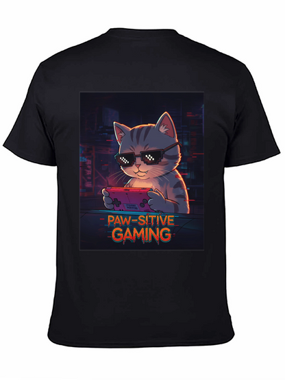 Paw-sitive Gaming T-Shirt - Cool Cat Gamer Tee