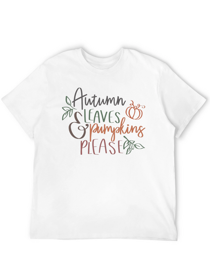 Autumn Leaves & Pumpkins Please Graphic T-Shirt