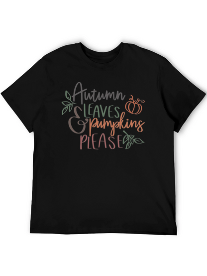 Autumn Leaves & Pumpkins Please Graphic T-Shirt