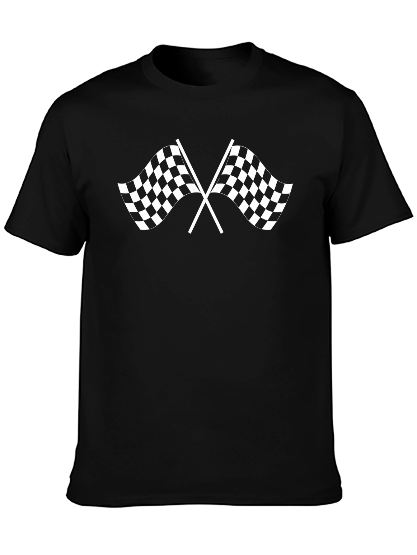 Racing Flag Graphic Tee - Black Cotton T-Shirt