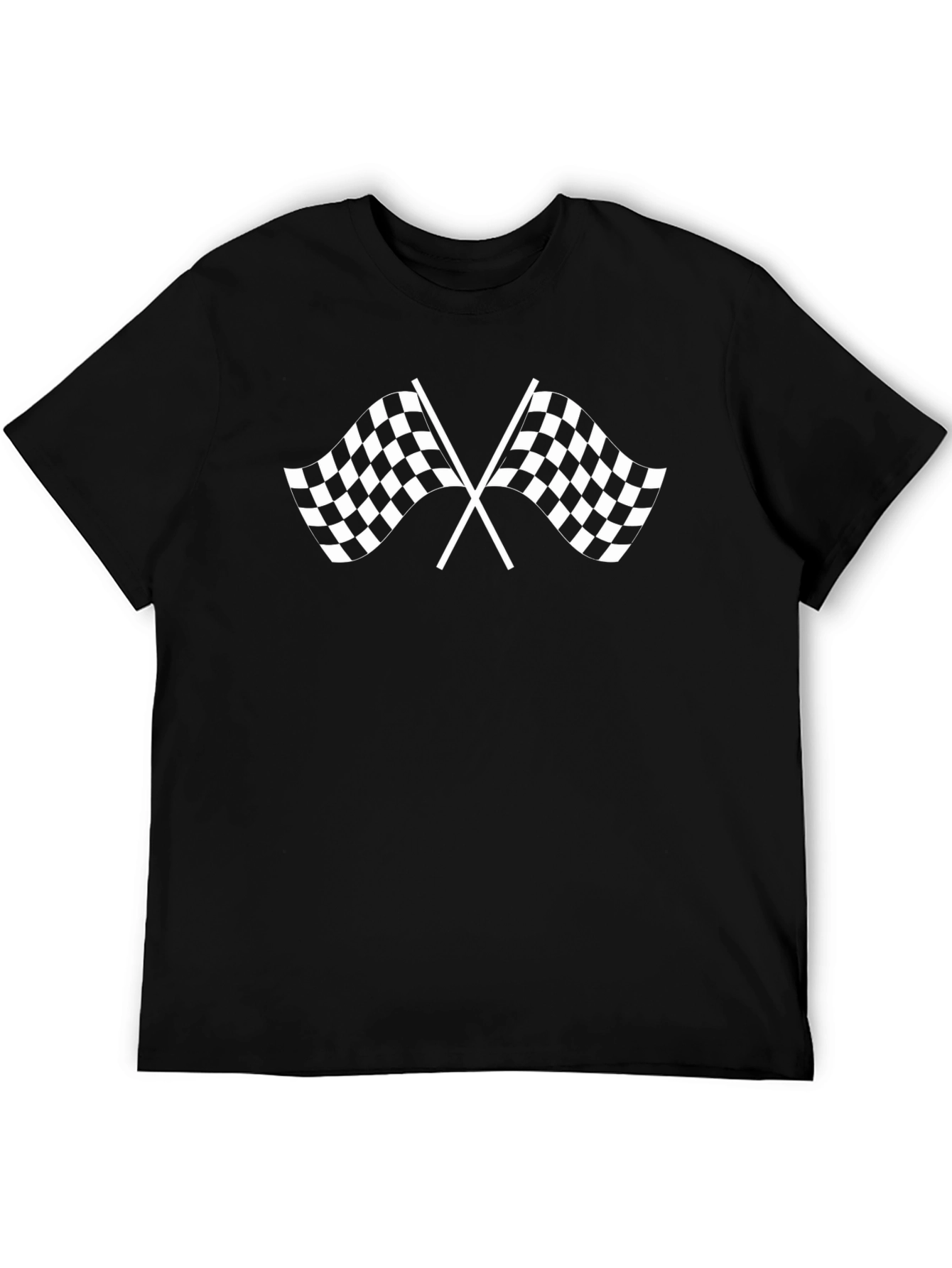Racing Flag Graphic Tee - Black Cotton T-Shirt