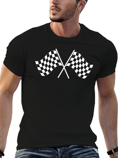 Racing Flag Graphic Tee - Black Cotton T-Shirt