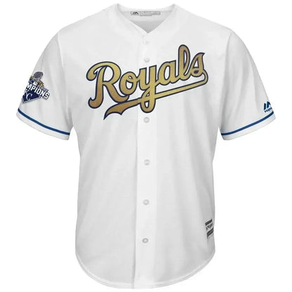 Lorenzo Cain Kansas City Royals World Series Champions Gold Program Cool Base Player Jersey - White