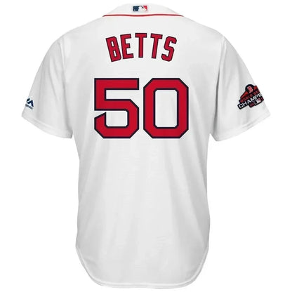 Mookie Betts Boston Red Sox 2018 World Series Champions Cool Base Big And Tall Player Jersey - White