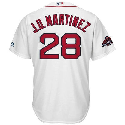 J.d. Martinez Boston Red Sox 2018 World Series Champions Team Logo Player Jersey - White