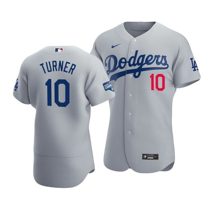 Men's Los Angeles Dodgers Justin Turner 10 2020 World Series Champions Alternate Jersey Gray