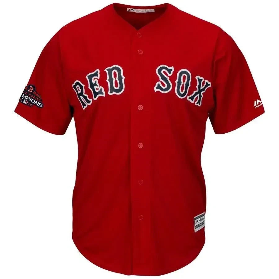 J.d. Martinez Boston Red Sox 2018 World Series Champions Team Logo Player Jersey - Scarlet