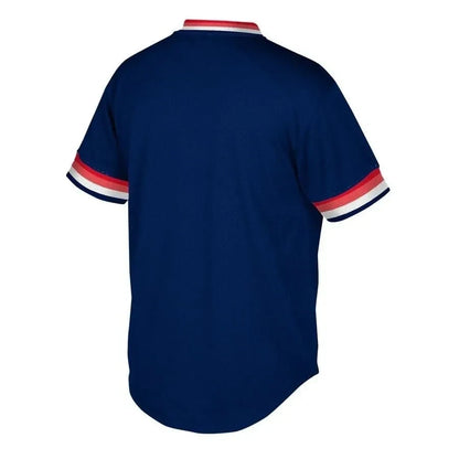 St. Louis Cardinals Mitchell And Ness Big And Tall Cooperstown Collection Mesh Wordmark V-neck Jersey - Navy