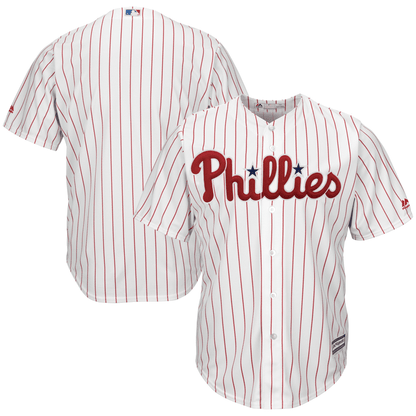 Men's White/Scarlet Philadelphia Phillies Home Official Cool Base Team Jersey Jersey