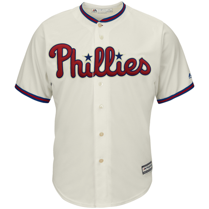 Men's White/Scarlet Philadelphia Phillies Home Official Cool Base Team Jersey Jersey