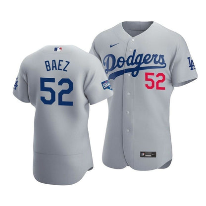 Men's Los Angeles Dodgers Pedro Baez 52 2020 World Series Champions Alternate Jersey Gray