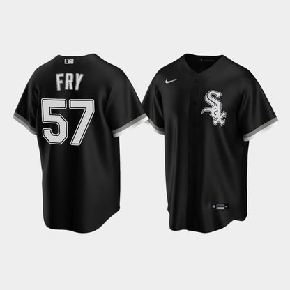 Men's Chicago White Sox 57 Jace Fry Black Alternate Jersey Jersey