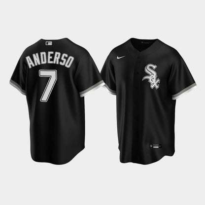 Men's Chicago White Sox 7 Tim Anderson Black Alternate Jersey Jersey