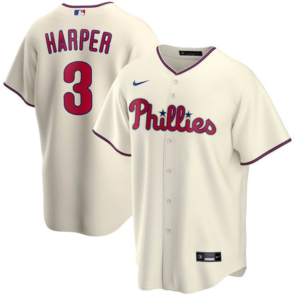 Bryce Harper 3 Philadelphia Phillies Alternate Player Name Jersey - Cream Jersey