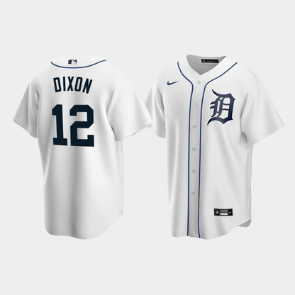 Men's Detroit Tigers 12 Brandon Dixon White Home Jersey Jersey