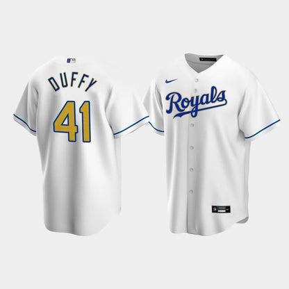Men's Kansas City Royals Danny Duffy 41 White Home Cool Base Jersey Jersey
