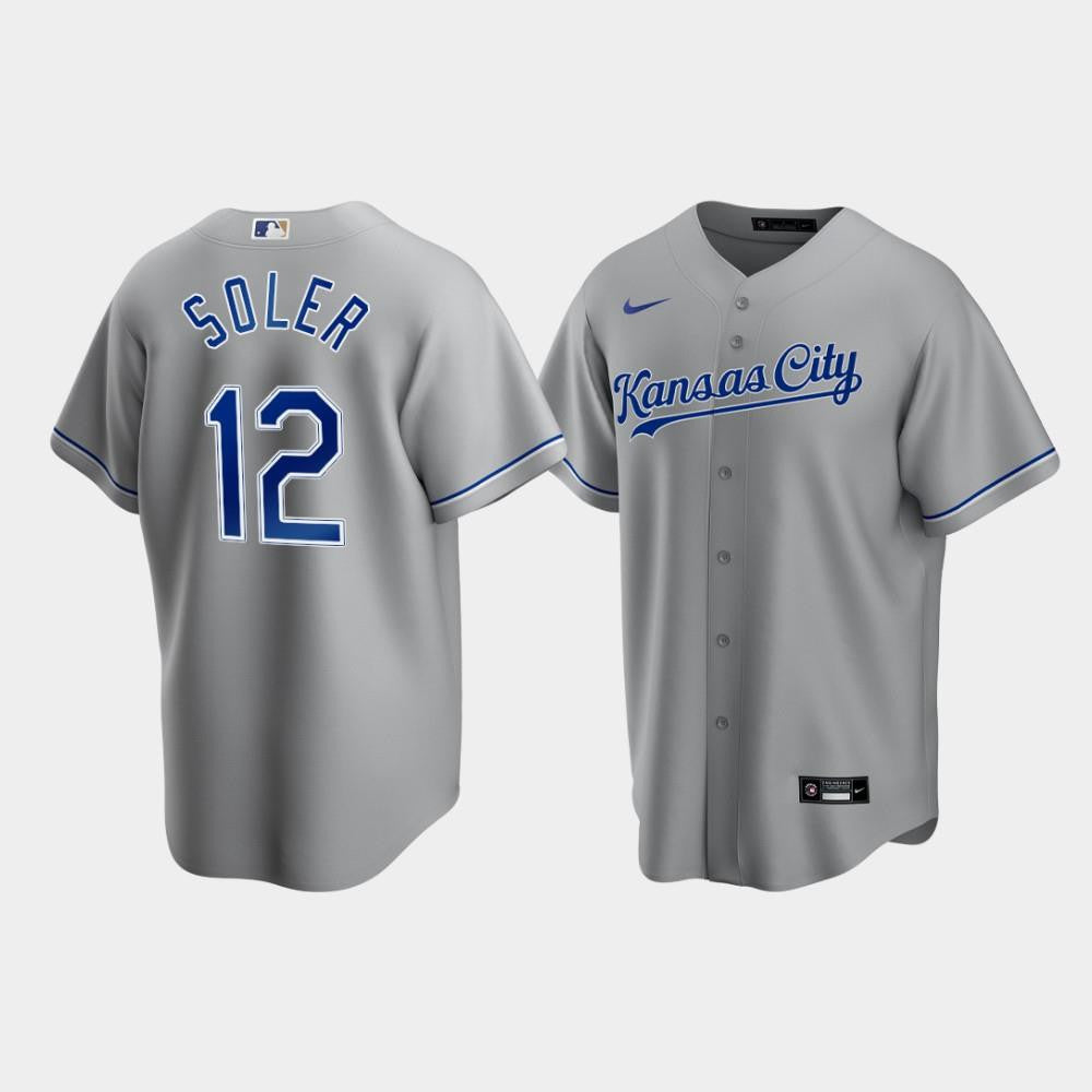 Men's Kansas City Royals Jorge Soler 12 Gray Road Cool Base Jersey Jersey