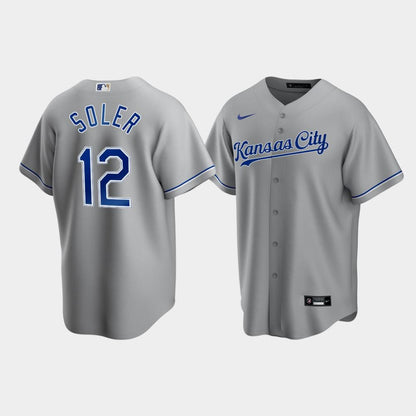 Men's Kansas City Royals Jorge Soler 12 Gray Road Cool Base Jersey Jersey