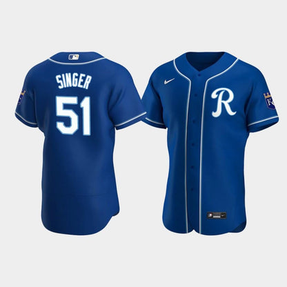 Brady Singer 51 Kansas City Royals Team Logo Royal Alternate Jersey Jersey