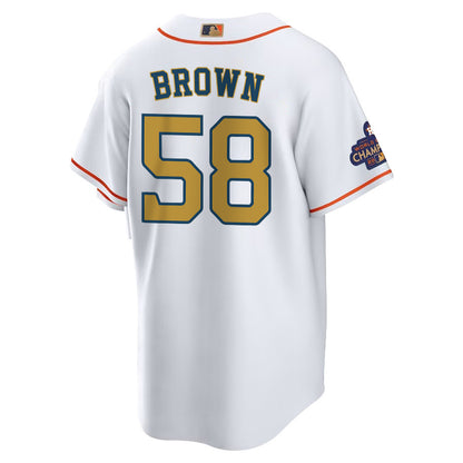 Hunter Brown 58 Houston Astros 2023 Men Jersey - White/Gold