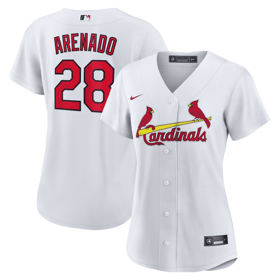 Nolan Arenado 28 St. Louis Cardinals Women Home Jersey - White
