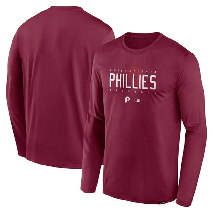 Philadelphia Phillies Team Logo Legend Performance Long Sleeve T-Shirt - Maroon