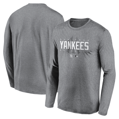 New York Yankees Team Logo Legend Performance Long Sleeve T-Shirt - Heather Gray