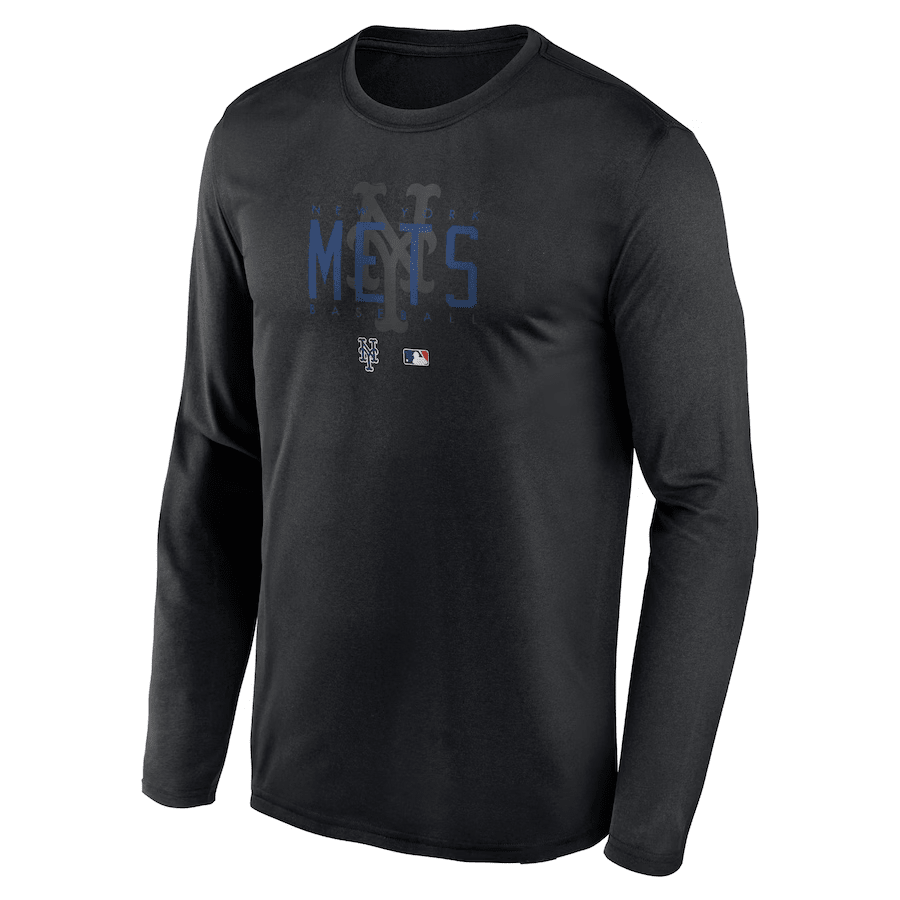 New York Mets Team Logo Legend Performance Long Sleeve T-Shirt - Black