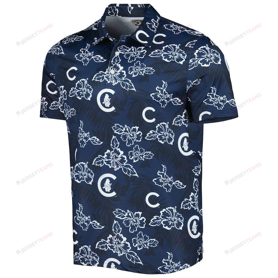 Chicago Cubs Reyn Spooner Cooperstown Collection Puamana Print Polo Shirt - Navy