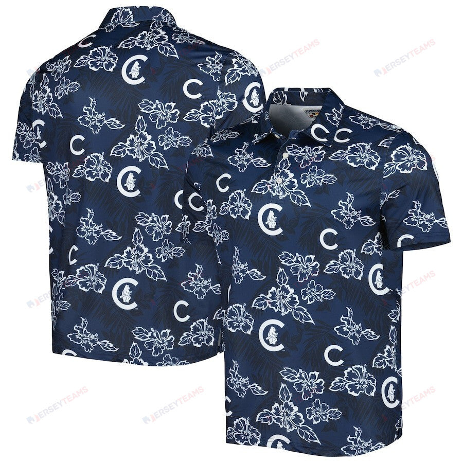 Chicago Cubs Reyn Spooner Cooperstown Collection Puamana Print Polo Shirt - Navy