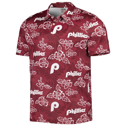 Philadelphia Phillies Reyn Spooner Cooperstown Collection Puamana Print Polo Shirt - Burgundy
