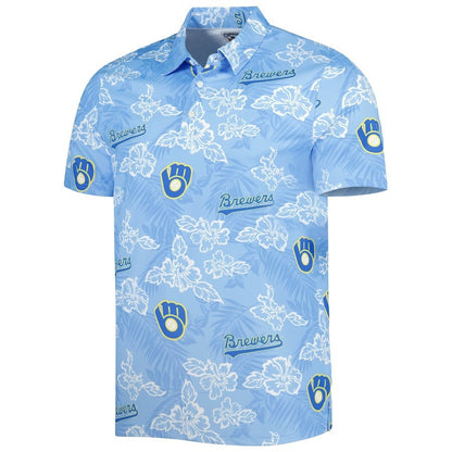 Milwaukee Brewers Reyn Spooner Cooperstown Collection Puamana Print Polo - Royal