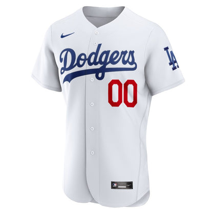 Los Angeles Dodgers Patch Elite Jersey Custom 00 - White
