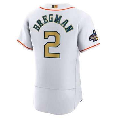 Alex Bregman 2 Houston Astros 2023 Gold Collection Player Elite Jersey - White