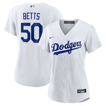 Mookie Betts 50 Los Angeles Dodgers Women's Home Player Jersey - White
