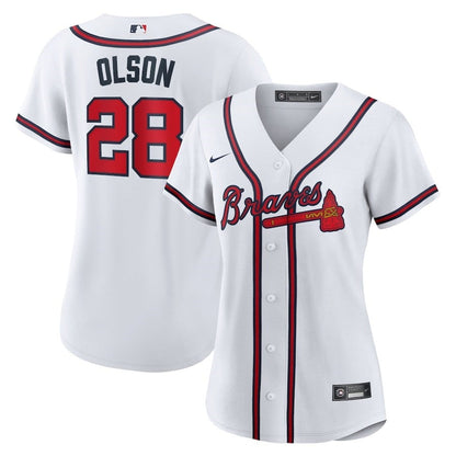Matt Olson 28 Atlanta Braves Women's Home Player Jersey - White