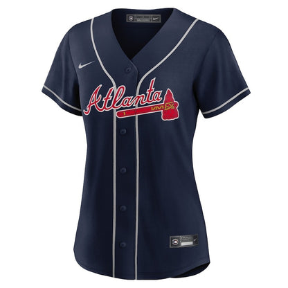 Ronald Acuna Jr. 13 Atlanta Braves Women's Alternate Player Jersey - Navy