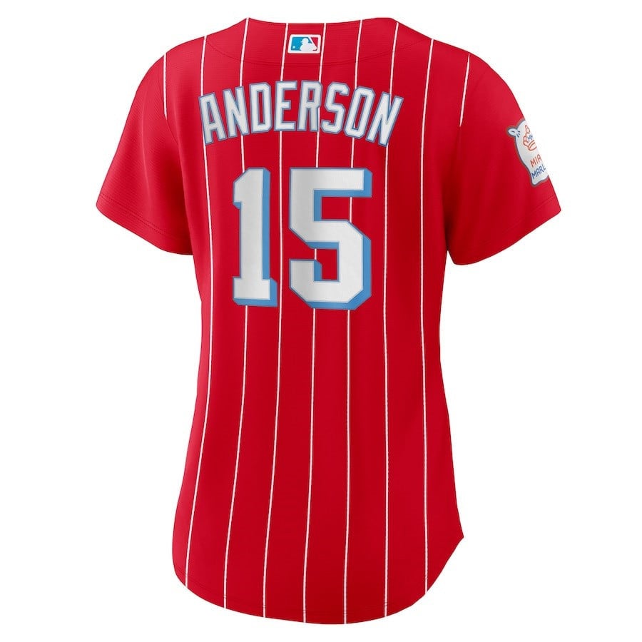 Brian Anderson 15 Miami Marlins Women's City Connect Player Jersey - Red