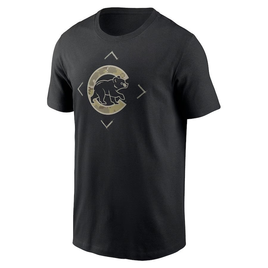 Chicago Cubs Camo Logo T-Shirt - Black