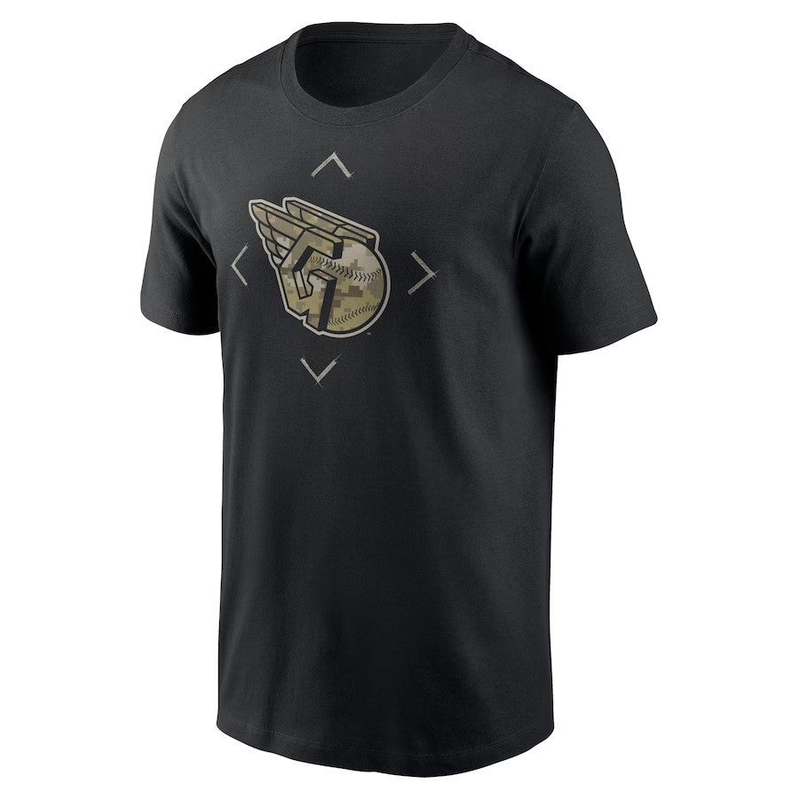 Cleveland Guardians Camo Logo T-Shirt - Black