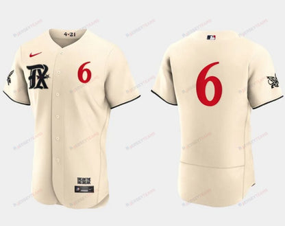 Josh Jung 6 Texas Rangers 2023 City Connect Flex Base Elite Jersey - Cream