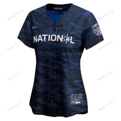 Ronald Acuña Jr. 13 Atlanta Braves Signed Gum 2023 All-Star Game Limited Player Women Jersey - Royal