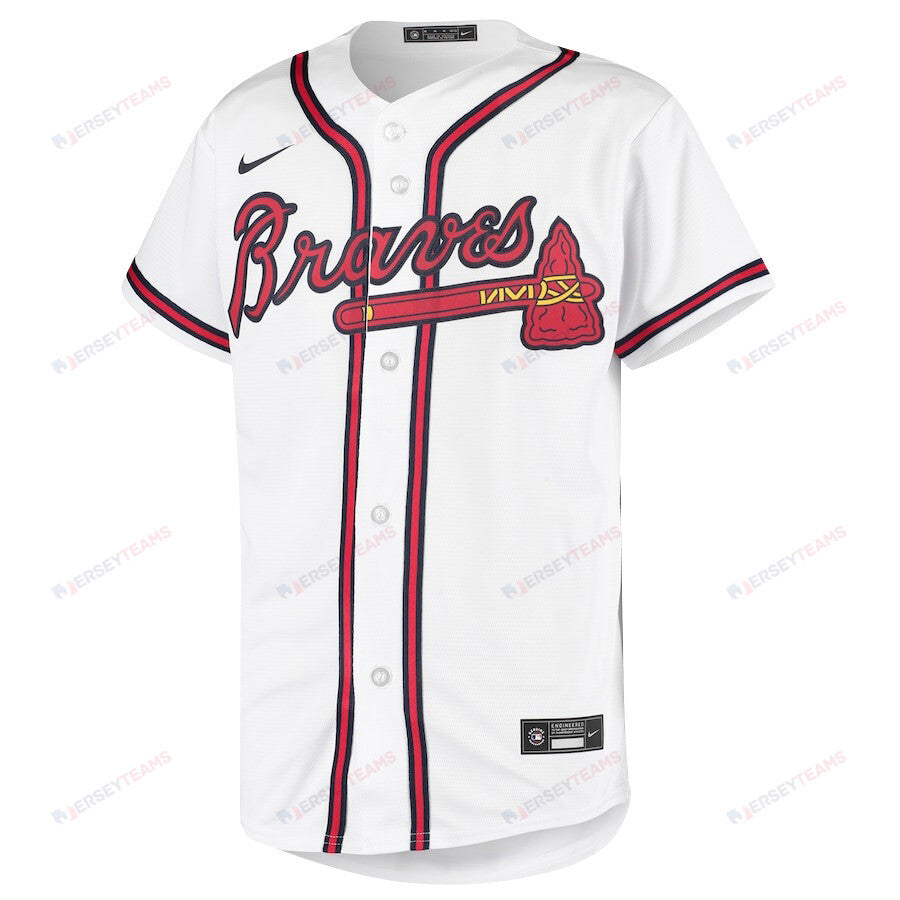 Ronald Acuña Jr. 13 Atlanta Braves Signed Gum 2023 Home Player YOUTH Jersey - White Red