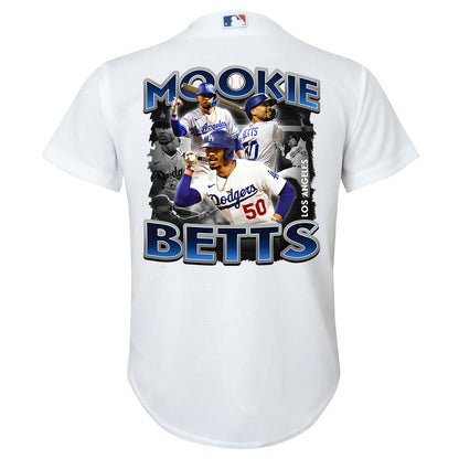 Mookie Betts 50 Los Angeles Dodgers Posture 2023 Home Player YOUTH Jersey - White