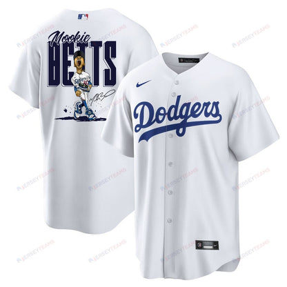 Mookie Betts 50 Los Angeles Dodgers Signed Cartoon 2023 Home Player Men Jersey - White