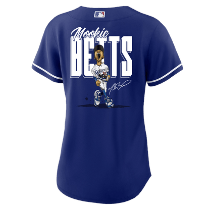 Mookie Betts 50 Los Angeles Dodgers Signed Cartoon 2023 Alternate Player Women Jersey - Royal