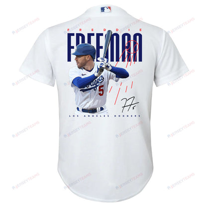 Freddie Freeman 5 Los Angeles Dodgers Signed Logo 2023 Home Player YOUTH Jersey - White